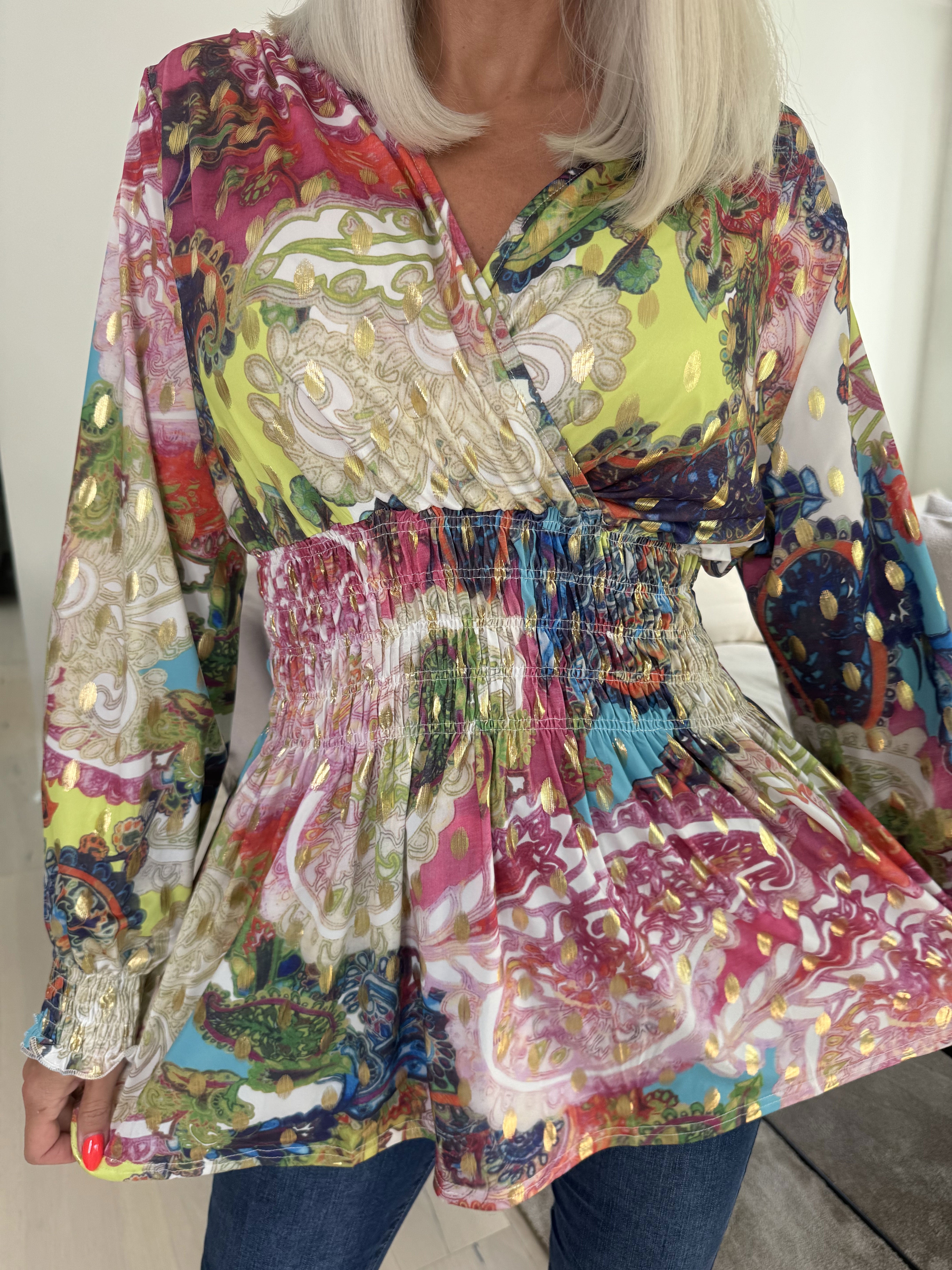 Pams Elements Shirt L/S - Elastisk blus i skrynkelfritt tyg med långa ärmar